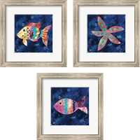 Framed 'Boho Reef  3 Piece Framed Art Print Set' border=