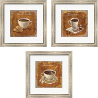 Framed 'Coffee Time on Wood 3 Piece Framed Art Print Set' border=