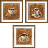 Framed 'Coffee Time on Wood 3 Piece Framed Art Print Set' border=