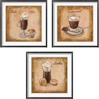 Framed 'Coffee Time on Wood 3 Piece Framed Art Print Set' border=