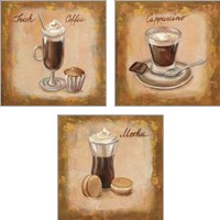 Framed 'Coffee Time on Wood 3 Piece Art Print Set' border=