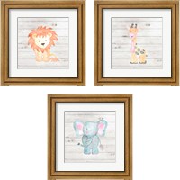 Framed 'Water Color Animal 3 Piece Framed Art Print Set' border=