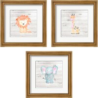 Framed 'Water Color Animal 3 Piece Framed Art Print Set' border=