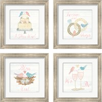 Framed 'Lovebirds  4 Piece Framed Art Print Set' border=