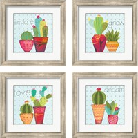 Framed 'Southwest Cactus 4 Piece Framed Art Print Set' border=