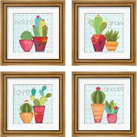 Framed 'Southwest Cactus 4 Piece Framed Art Print Set' border=