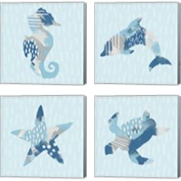 Framed 'Coastal Cool 4 Piece Canvas Print Set' border=