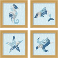 Framed 'Coastal Cool 4 Piece Framed Art Print Set' border=