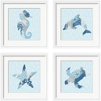 Framed 'Coastal Cool 4 Piece Framed Art Print Set' border=