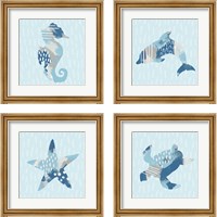 Framed 'Coastal Cool 4 Piece Framed Art Print Set' border=