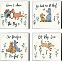 Framed 'Dogs in the Garden 4 Piece Canvas Print Set' border=