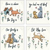 Framed 'Dogs in the Garden 4 Piece Art Print Set' border=