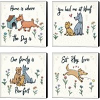 Framed 'Dogs in the Garden 4 Piece Canvas Print Set' border=