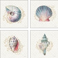 Framed 'Ocean Dream 4 Piece Art Print Set' border=