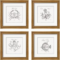 Framed 'Underwater Life 4 Piece Framed Art Print Set' border=