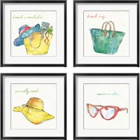 Framed 'Surfs Up 4 Piece Framed Art Print Set' border=