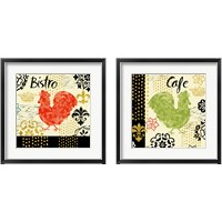 Framed 'Fleur d'Lis Rooster 2 Piece Framed Art Print Set' border=