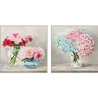 Framed 'Fleurs et Vases Blanc 2 Piece Art Print Set' border=