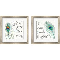 Framed 'Peacock Garden 2 Piece Framed Art Print Set' border=