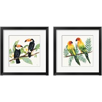 Framed 'Tropical Fun Bird 2 Piece Framed Art Print Set' border=