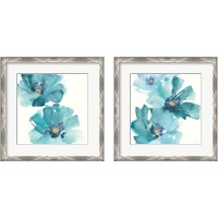 Framed 'Teal Cosmos 2 Piece Framed Art Print Set' border=