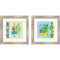 Framed 'Cacti Garden no Birds and Butterflies 2 Piece Framed Art Print Set' border=