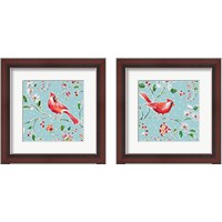 Framed 'Holiday Wings Blue 2 Piece Framed Art Print Set' border=