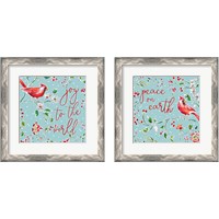 Framed 'Holiday Wings Blue 2 Piece Framed Art Print Set' border=