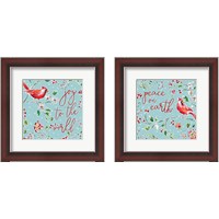 Framed 'Holiday Wings Blue 2 Piece Framed Art Print Set' border=