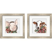 Framed 'Holiday on the Farm  2 Piece Framed Art Print Set' border=