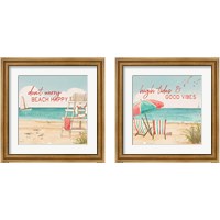 Framed 'Beach Time 2 Piece Framed Art Print Set' border=