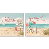 Framed 'Beach Time 2 Piece Art Print Set' border=