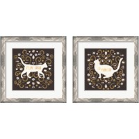 Framed 'Otomi Cats Dark Neutral 2 Piece Framed Art Print Set' border=