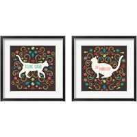 Framed 'Otomi Cats Dark 2 Piece Framed Art Print Set' border=