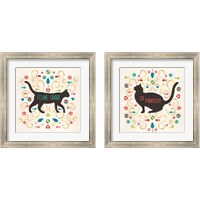 Framed 'Otomi Cats 2 Piece Framed Art Print Set' border=