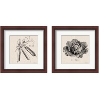 Framed 'Burlap Vegetable BW Sketch 2 Piece Framed Art Print Set' border=