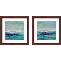 Framed 'Teal Wave 2 Piece Framed Art Print Set' border=