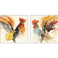Framed 'Festive Rooster 2 Piece Art Print Set' border=