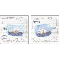 Framed 'Ship in a Bottle 2 Piece Art Print Set' border=