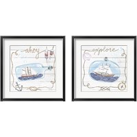 Framed 'Ship in a Bottle 2 Piece Framed Art Print Set' border=