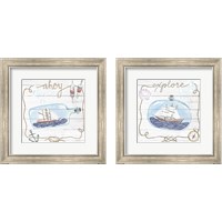 Framed 'Ship in a Bottle 2 Piece Framed Art Print Set' border=