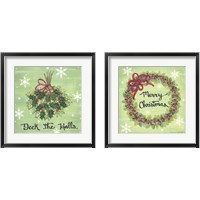 Framed 'Deck the Halls Holly 2 Piece Framed Art Print Set' border=