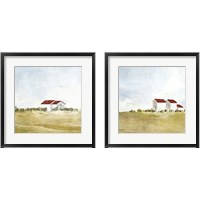 Framed 'Red Farm House 2 Piece Framed Art Print Set' border=