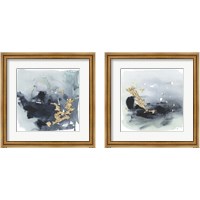 Framed 'Cerulean & Gold 2 Piece Framed Art Print Set' border=