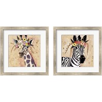 Framed 'Klimt Giraffe  2 Piece Framed Art Print Set' border=