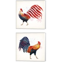 Framed 'Rooster Fireworks 2 Piece Canvas Print Set' border=