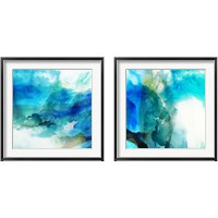 Framed 'Ephemeral Blue 2 Piece Framed Art Print Set' border=