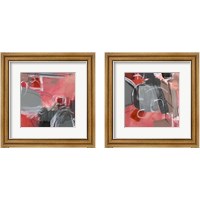 Framed 'Red & Gray Abstract 2 Piece Framed Art Print Set' border=