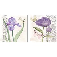 Framed 'Flowers & Lace 2 Piece Art Print Set' border=