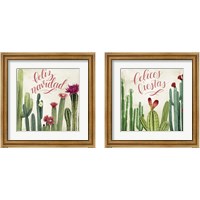 Framed 'Christmas Cactus 2 Piece Framed Art Print Set' border=